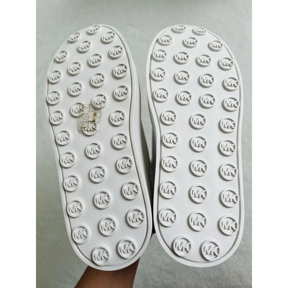 Michael Kors Womens White Faux‎ Leather  Lace Up Platform Sneakers Shoes Sz 5.5M